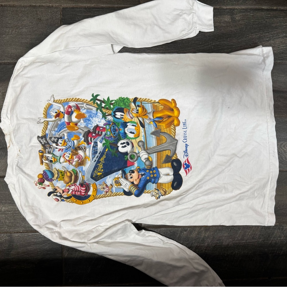 Disney White Long Sleeve Tee with Colorful Characters